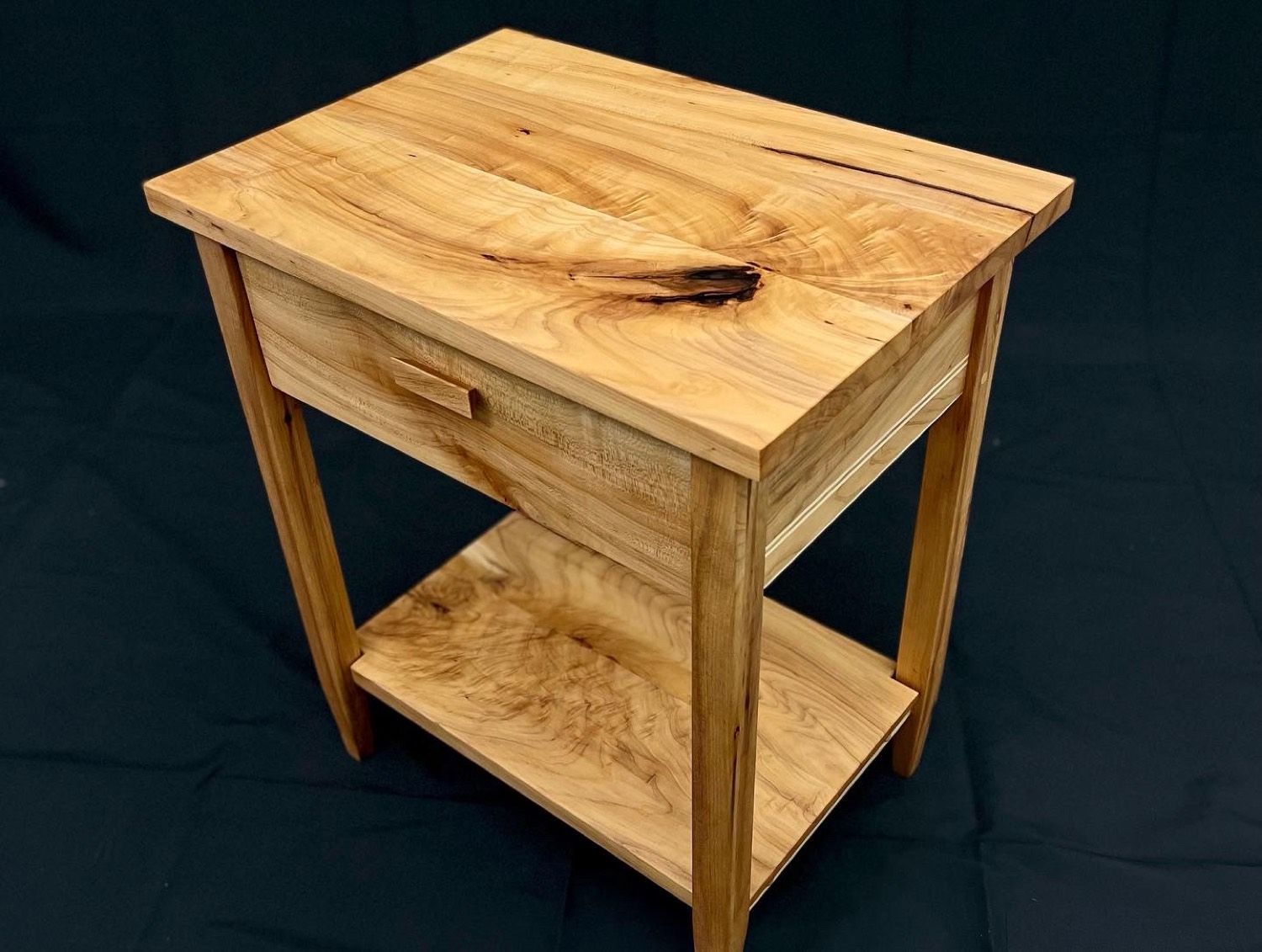 Ambrosia maple nightstand with drawer and lower shelf